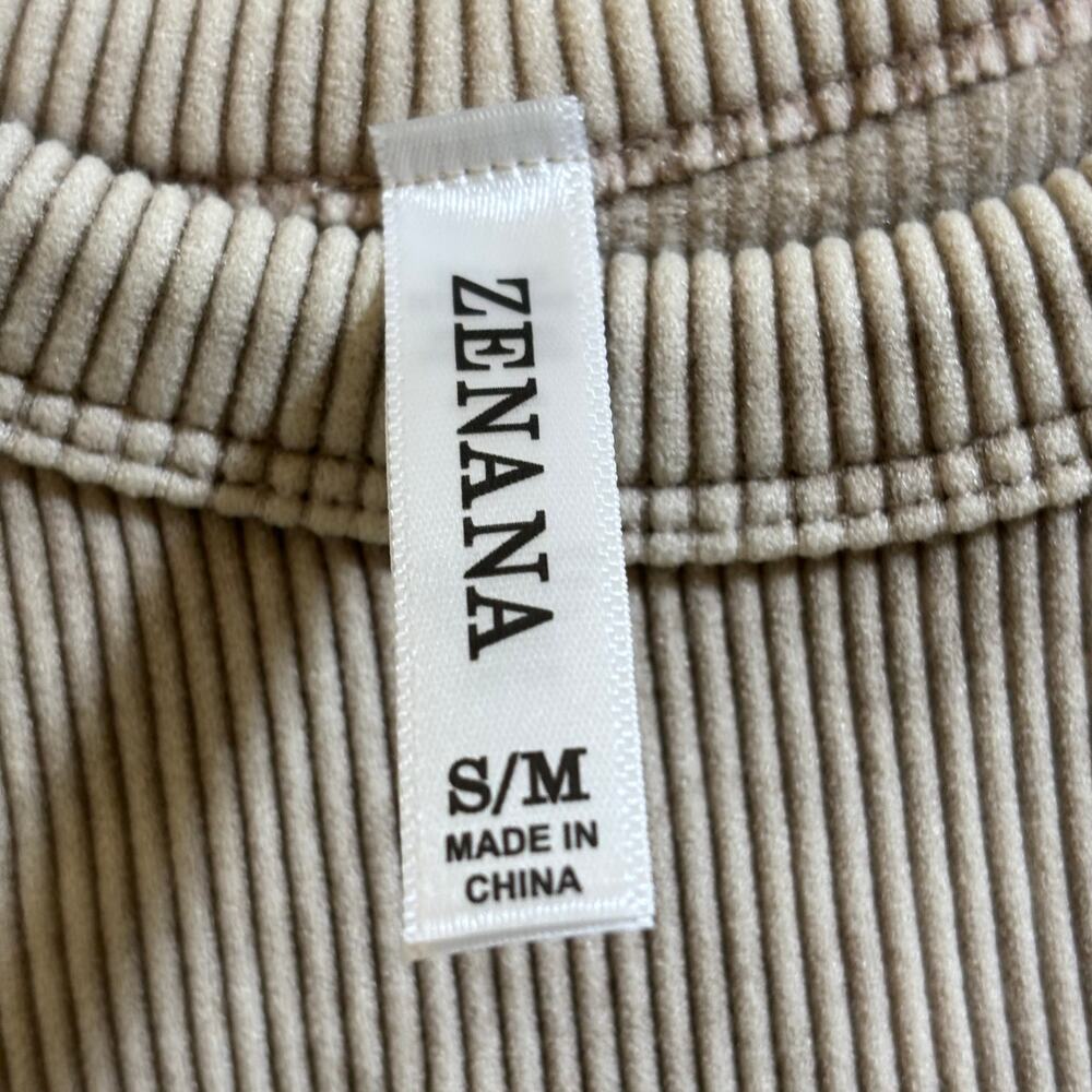 Zenana Ribbed Cropped Tank Top S/M Beige Mineral Wash - Picture 4 of 5